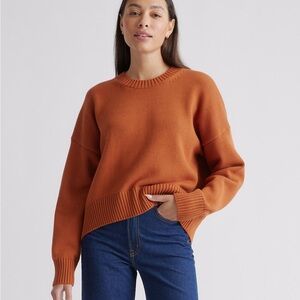 Quince 100% Cotton Boyfriend Crew Sweater Orange Rust Size XS